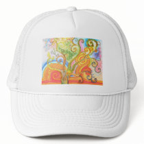 Hat with Colourful Psychedelic Tree Design