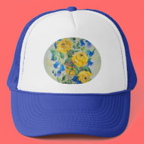 Hat Yellow Roses and Blue bells by irenemaria Hat Yellow Roses and Blue bells