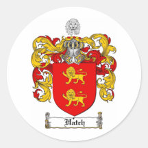 HATCH FAMILY CREST -  HATCH COAT OF ARMS ROUND STICKERS