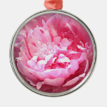 Hatched Pink Peony Christmas Ornament