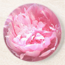 Hatched Pink Peony Drink Coasters