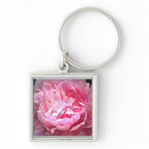 Hatched Pink Peony Keychain