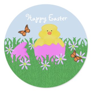 Hatching Baby Duck Happy Easter Stickers sticker