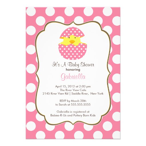 Hatching Chick Baby Shower Invitation Pink Girl (front side)