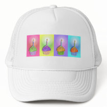 Hats, Caps - Birthday Cupcakes Long