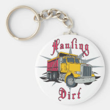 Hauling Dirt Dump Truck Keychain