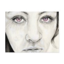 artsprojekt, camarillo, nichole camarillo, nicholecamarillo.com, fine art, mexican art, painting, illustration, postcard, black and white art, nichole, art, artist, mexican, mexico, paint, design, woman, female, print, mail, letter, gifts, collectibles, travel, save the date, friendly reminder, greetings, holiday greeting, everyday, black and white, sketchbook project, portrait of woman, artistic portrait, pink, eyes, face, express mail, Ghostwriter (TV series), parcel post, Postcard with custom graphic design