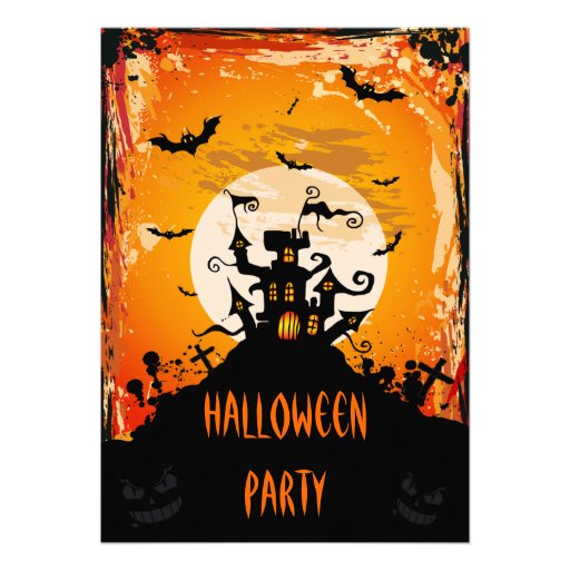 Haunted Castle Halloween Party Personalized Invitation (front side)