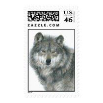 "Haunted Eyes" Postage, Wolf Drawing by Carla Kurt postage