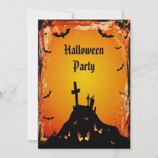 Haunted Graveyard & Bats Halloween Party invitation