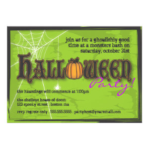 Haunted Halloween Party Invitation Black & Green