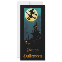 Haunted House and Witch Silhouette Bookmarks Rack Card Template
