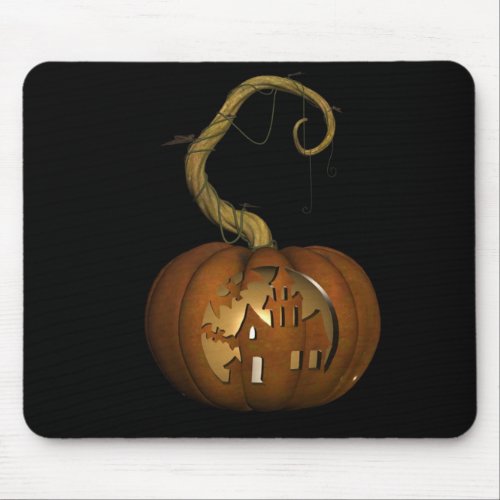 Haunted House Carved Pumpkin Mousepad