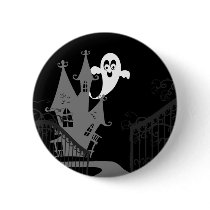 Haunted House Halloween Button Pin