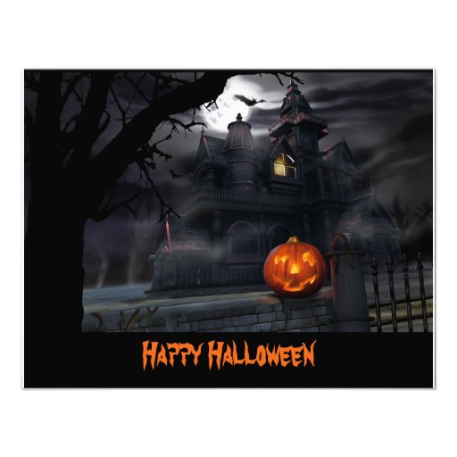 Haunted House Halloween Invitation (front side)
