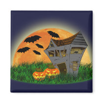 Haunted House Halloween Magnet