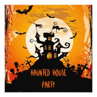 Haunted House Halloween Party 5.25x5.25 Square Paper Invitation Card