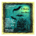 Haunted House Halloween Party Invitation Blue