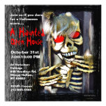 Haunted House Halloween Party Invitation Skeleton