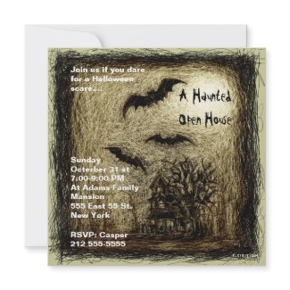 Haunted House Halloween Party Invitation Yellow invitation
