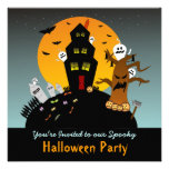 Haunted House Halloween Square Invitation