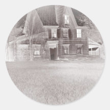 haunted house round stickers