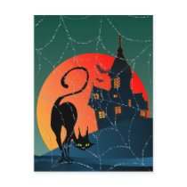 HAUNTED HOUSE, WEB & CAT by SHARON SHARPE postcards