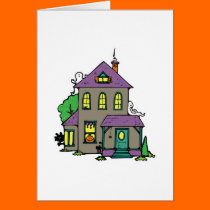 haunted house with ghosts cards
