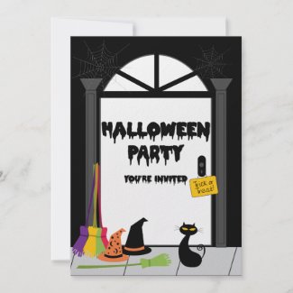 Haunted Witches&#39; Door Halloween Party Announcement