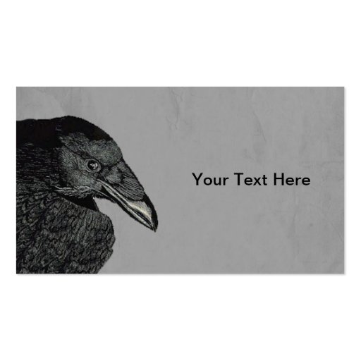 Haunting Black Crow Face Gray Business Cards (back side)