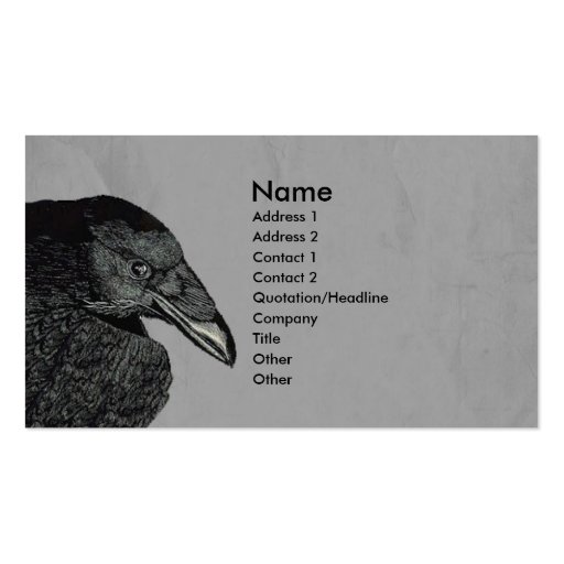 Haunting Black Crow Face Gray Business Cards