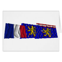 Haute-Saône, Franche-Comté & France flags Card