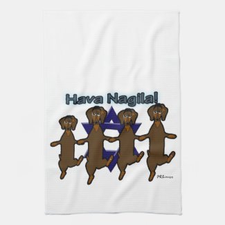 Hava Nagila Dachsunds Kitchen Towel