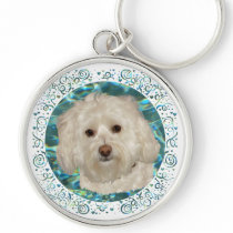 Havanese on Turquoise Water Keychain