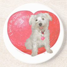 Havanese / Westie Mix Valentine's Day Coasters