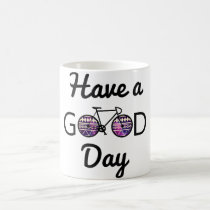 good, day, cycling, funny, tribal, earth day, cool, hipster, happy, bike, hobbies, environment, recycling, have a good day, eco friendly, ride, fun, recycle, green, mug, Krus med brugerdefineret grafisk design