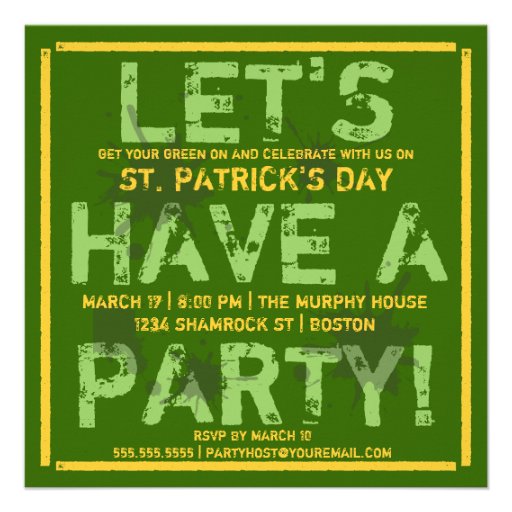 Have a Party Grunge St. Patrick's Party Invitation