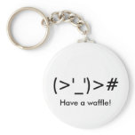 "(>'_')># Have a waffle!" Keychain