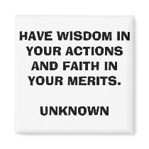 HAVE WISDOM IN YOUR ACTIONS AND FAITH......QUOTE M magnets