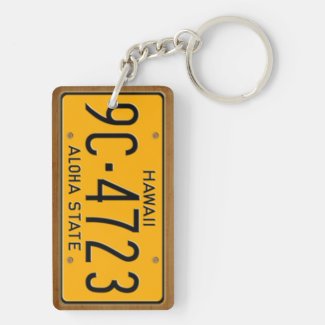 Hawaii 1969 Vintage License Plate Keychain Acrylic Key Chain