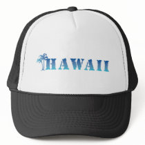 Hawaii blue palm trees mesh hats