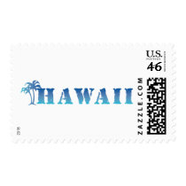 Hawaii blue palm trees postage