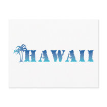 Hawaii blue palm trees post card