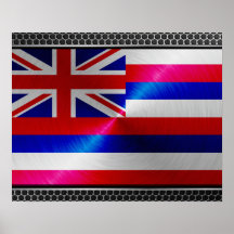 Hawaii brushed metal flag print