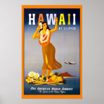 Hawaii by Clipper Vintage Travel Poster