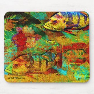 Hawaii fish + mask collage Mousepad mousepad
