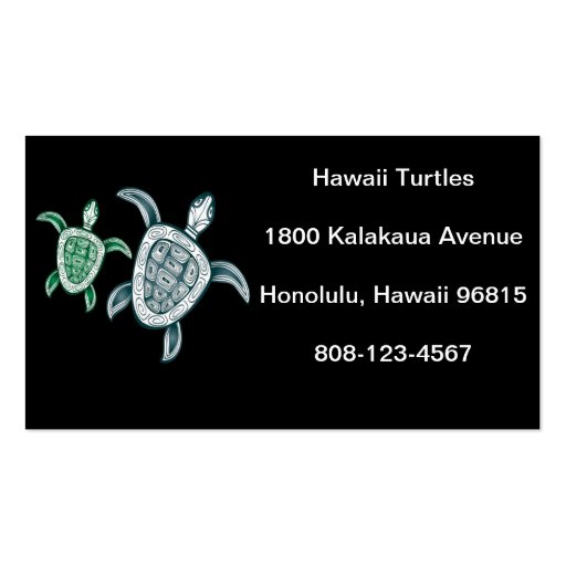 Hawaii Green Sea Turtle Business Card Template (front side)
