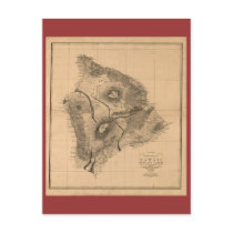 Hawaii Island, 1886, Vintage Hawaiian Map postcards