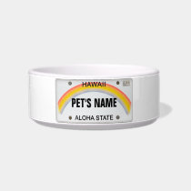 Hawaii License Plate with Pet's Name pet bowls