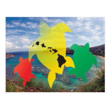 Hawaii Reggae Turtles Postcards